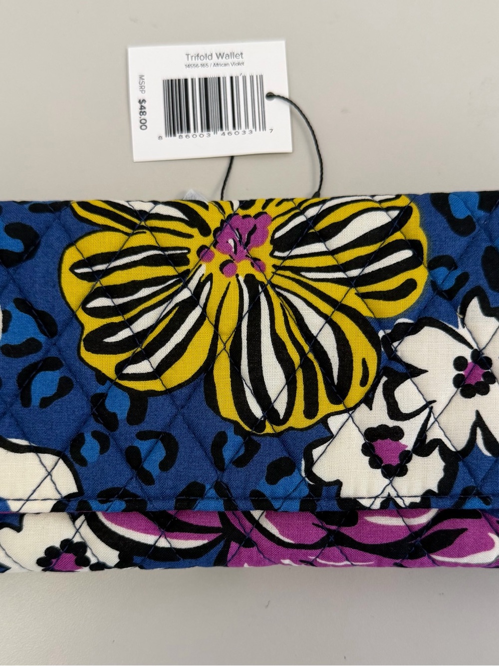 NWT Vera Bradley African Violet Quilted Trifold Wallet